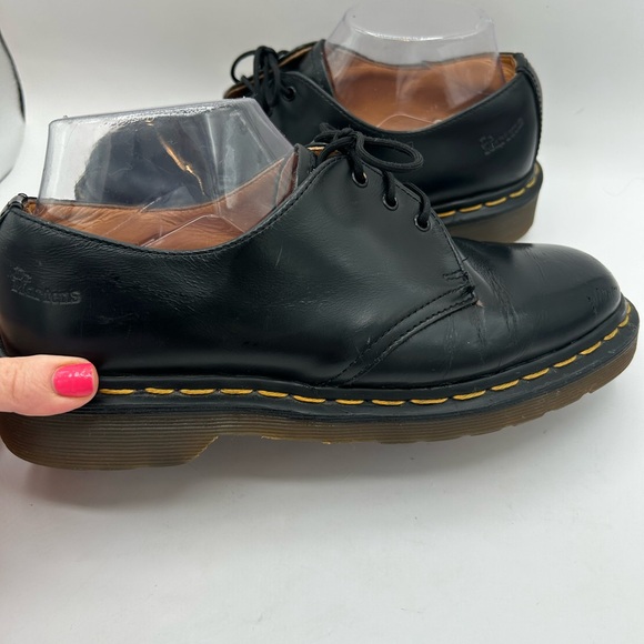 Vintage Dr Martens Oxfords M7 W8 1461 Made In England 3 eye Rare Black Leather - Picture 4 of 16
